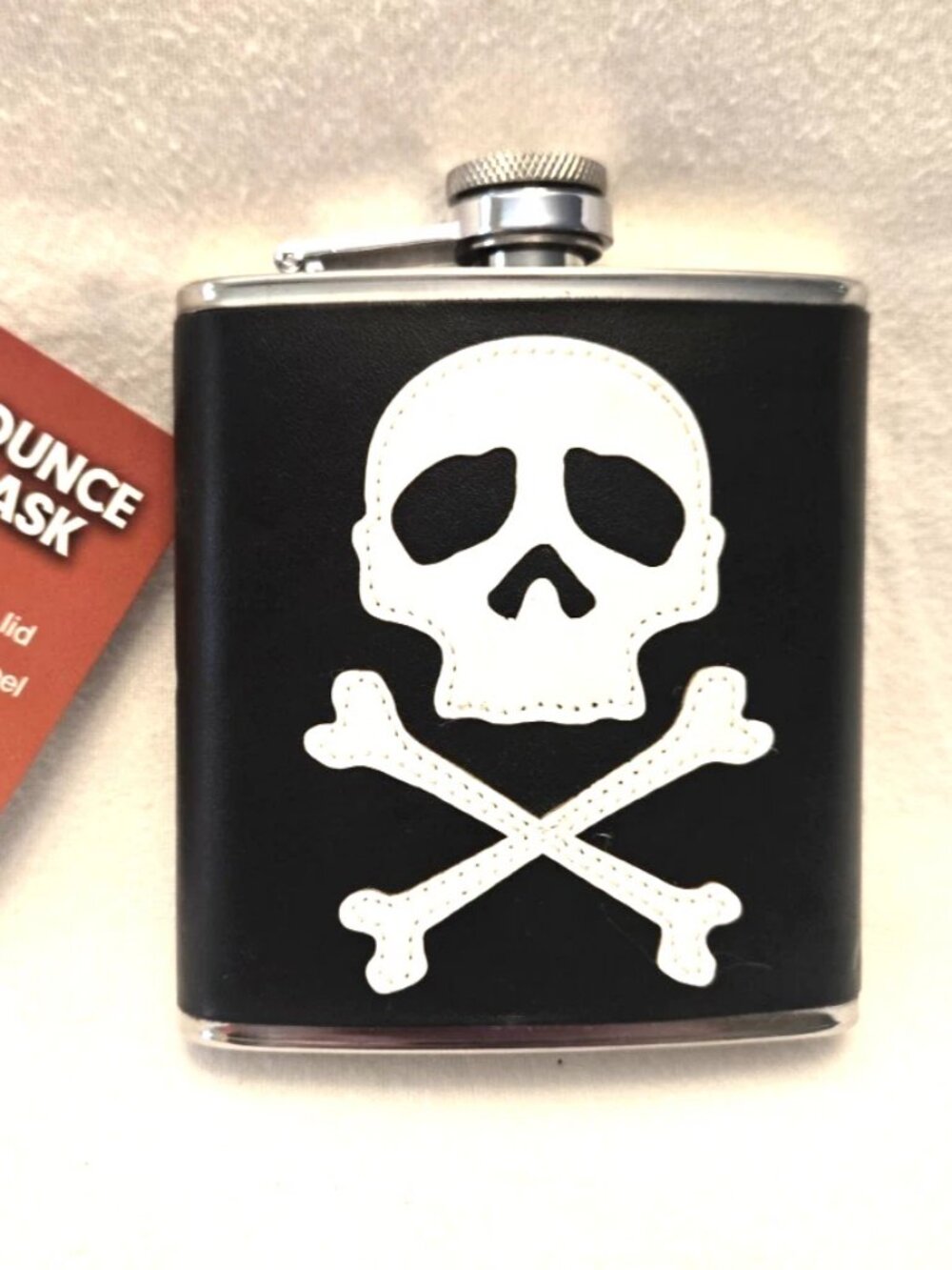 SKULL & CROSSBONES Stainless Steel Flask. 6 oz. Screw Top.  * NEW *
